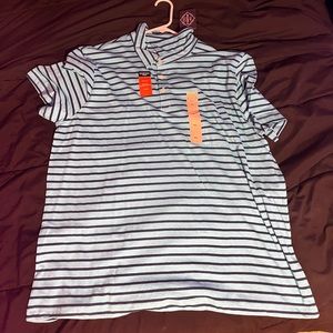 Blue Tee with Black stripes, soft and breathable